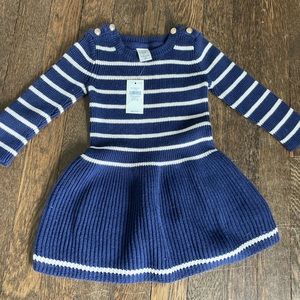 *NWT Gap Baby Girl Sweater Dress 12-18m Navy White